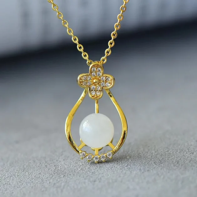 Hetian White Jade Pendant Necklace