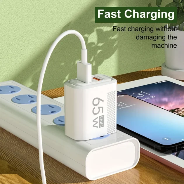65W Compact GaN Charger – High Speed USB-C Fast Charging Adapter for iPhone, Xiaomi, Samsung - Image 3