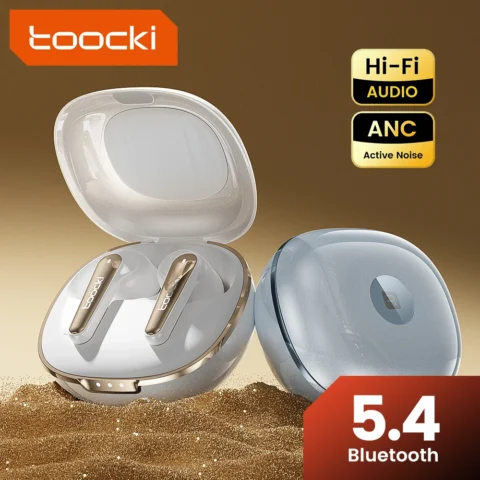 ANC Wireless Earbuds – Toocki Bluetooth 5.4 In-Ear Headphones with Dual Noise Cancellation, Waterproof Design & Mic