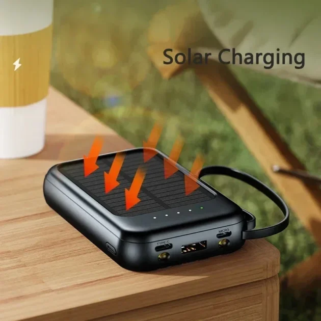 Lenovo 50000mAh Portable Power Bank – Slim Solar Charger with 4 USB Ports for Fast Charging - Image 2