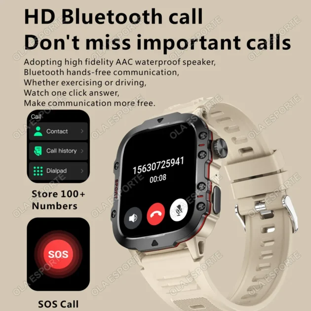 Military Smartwatch for Men – 2025 Outdoor GPS Sport Tracker with Flashlight, Bluetooth Call & Waterproof Design - Image 3