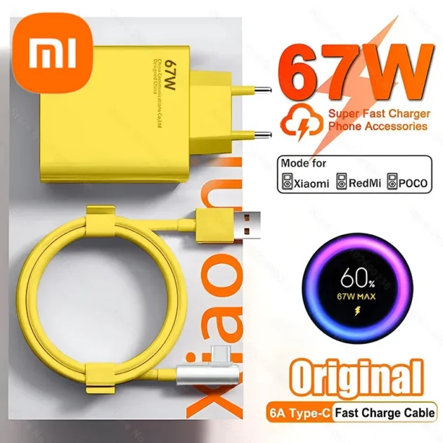 67W Turbo USB-C Charger Cable for Xiaomi Mi 14 Ultra – Fast Charge for Poco, Redmi, Black Shark, Note Series