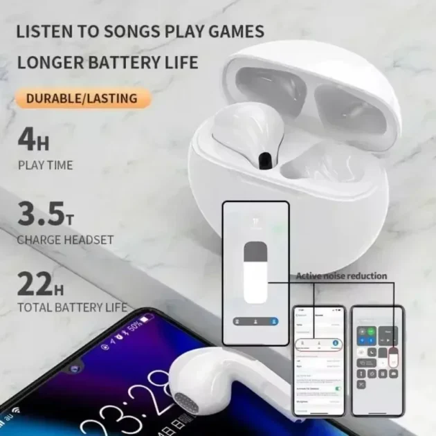 Gaming Wireless Earbuds – Xiaomi Pro6 TWS Bluetooth 5.2 In-Ear Headphones with Noise Reduction & Heavy Bass - Image 3