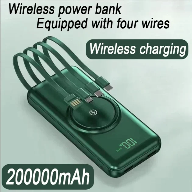 100000mAh Wireless Fast Charging Power Bank – Built-in Cable Portable Charger for iPhone 13 14 15, Xiaomi, Samsung - Image 6