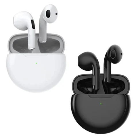 Wireless Bluetooth Earbuds – Pro6 TWS Mini Earbuds with Mic, Waterproof In-Ear Headphones & Charging Case for Android iPhone