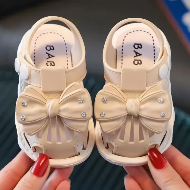 Summer Bow Baby Slippers Soft Non-Slip Indoor Shoes for Girls with Cute Hole Design - Image 5