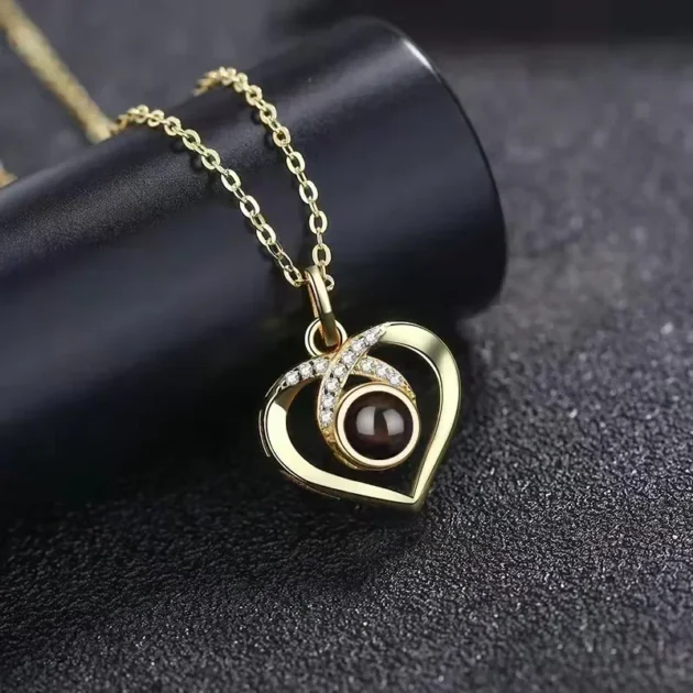 Custom Photo Projection Necklace – Personalized Heart Pendant Gift - Image 4