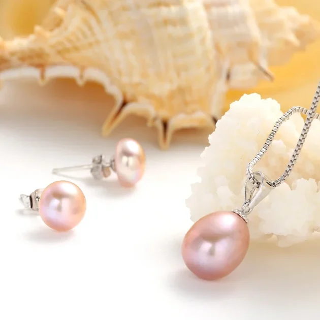 High-Quality Freshwater Pearl Jewelry Set for Women - 925 Sterling Silver Earring and Pendant Necklace Set for Bridal or Party - Image 4