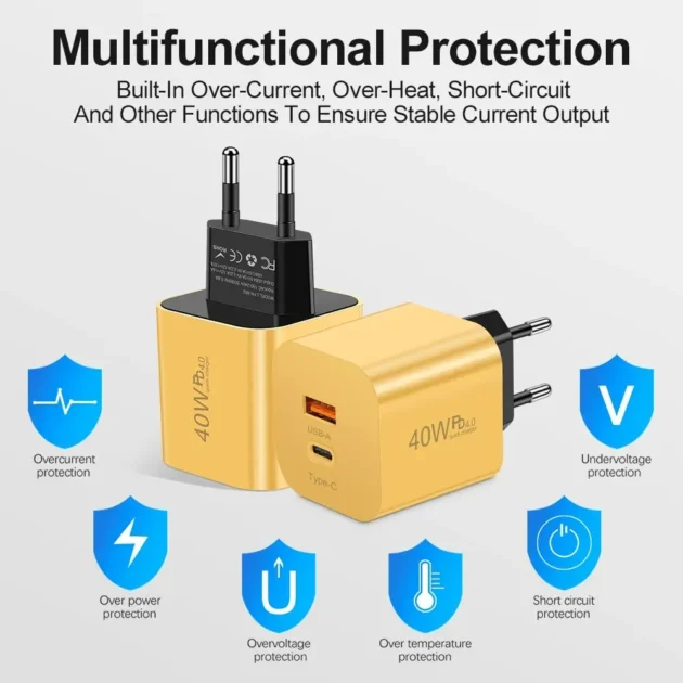 40W Type-C Fast Charger Adapter – PD USB Quick Charging for iPhone, Samsung & Xiaomi - Image 3