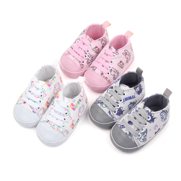 Baby Crib Shoes – Cartoon Print Tie-Up Non-Slip Sneakers for Infant Boys & Girls (0–18M) - Image 3