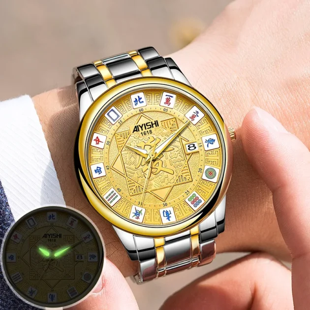 Creative Mahjong Quartz Watch for Men – 2025 Fashion Business Style Timepiece - Image 3