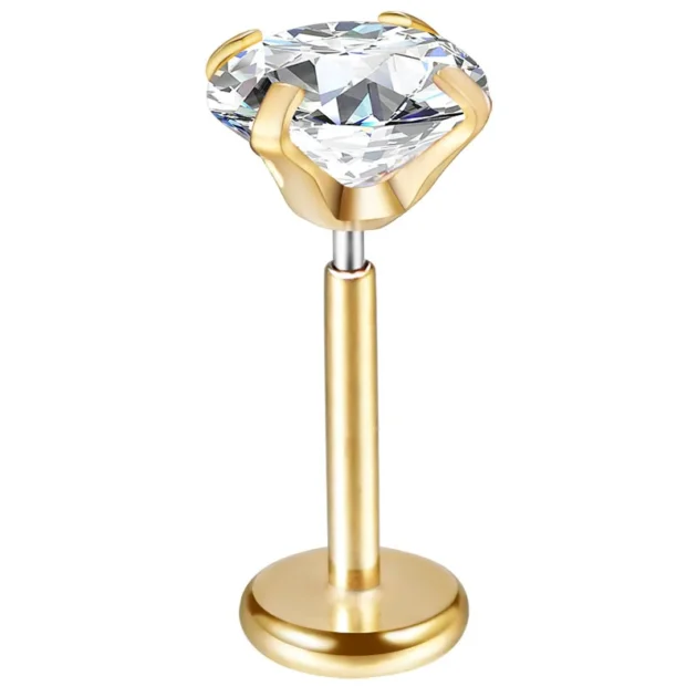 20G Labret for Nose – Zircon Titanium Steel Push-in Nose Rings for Women - Image 2
