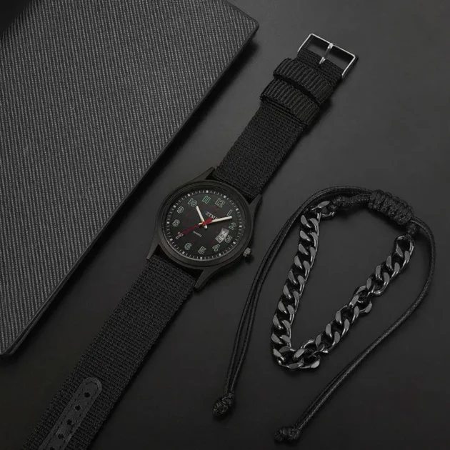 Luminous Calendar Watch for Man – Fashion Canvas Strap Quartz Wristwatch - Image 4