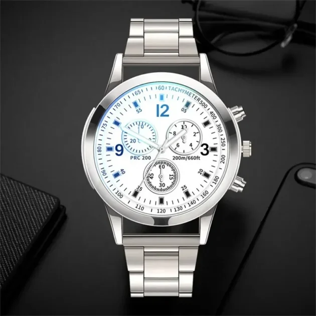 Men’s Luxury Silver Bracelet Watch Set – Sports Quartz Wristwatch for Business & Casual Wear - Image 6