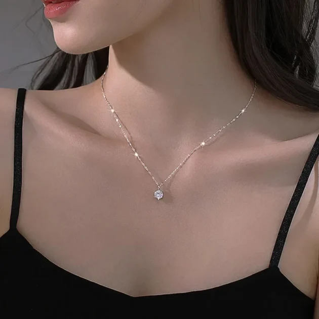 Silver Color Crystal Zirconia Pendant Necklace – Elegant Jewelry for Women, Drop Shipping Available - Image 4