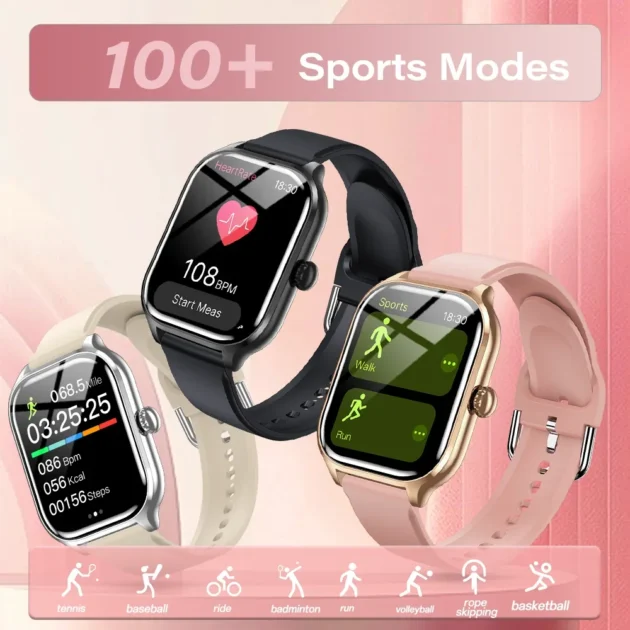 Sports Smart Watch with Call – LAXASFIT 2.01" Display, 100+ Modes, Bluetooth Voice Call & 24H Health Monitor for Men & Women - Image 2