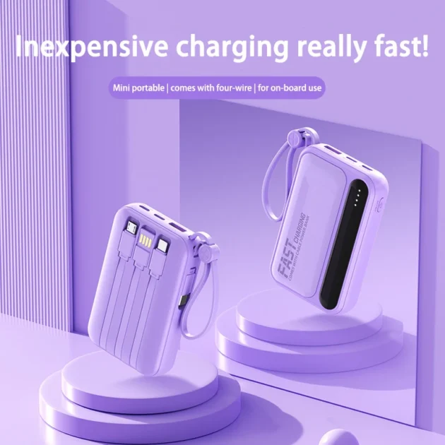 100000mAh High Capacity Power Bank – 120W Fast Charging Mini Portable Charger for iPhone and Samsung, Built-in 4 Cables - Image 4