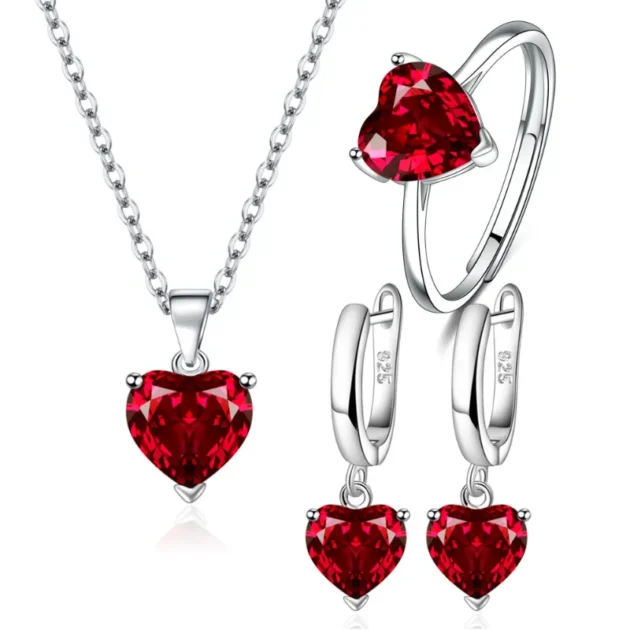 Sterling Silver Heart Jewelry Set