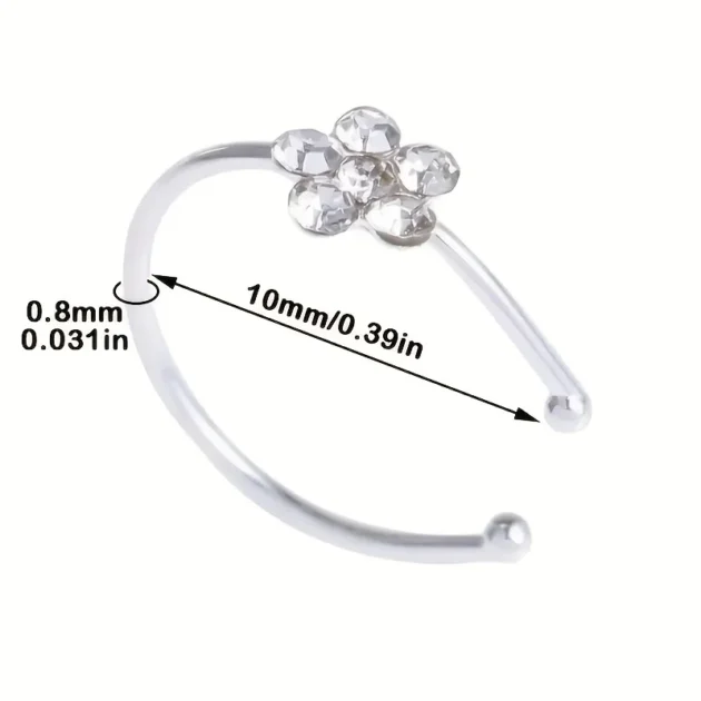 Non-Piercing Septum Ring – Flower Clip Nose Ring Stud in Stainless Steel - Image 2