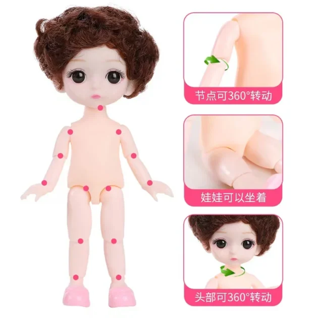 Mini Dress Up Doll Toy with Movable Joints – 17cm Fashion Baby Doll with Outfits and Accessories for Girls' Pretend Play - Image 2