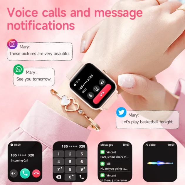 Waterproof Fitness Smartwatch – LIGE 1.83" HD Screen, Bluetooth Call & IP68 Waterproof Design for Women - Image 2
