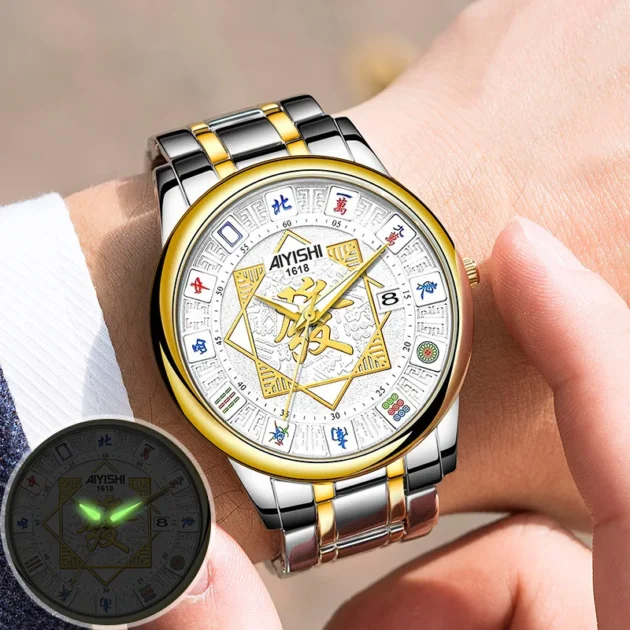 Creative Mahjong Quartz Watch for Men – 2025 Fashion Business Style Timepiece - Image 2