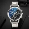 Men’s Luxury Silver Bracelet Watch Set – Sports Quartz Wristwatch for Business & Casual Wear