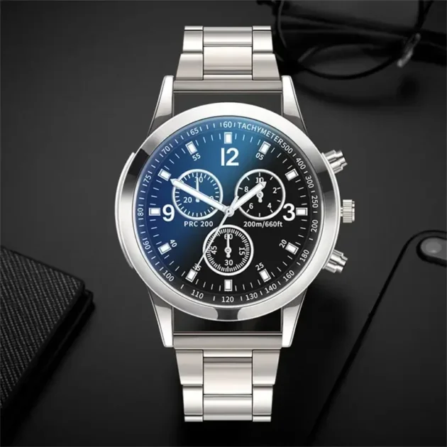 Luxury Silver Bracelet Watch Set
