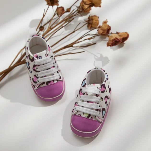 Cute Baby Trainers Toddler Girls Casual Canvas Shoes with Gingerbread & Flower Print, Non-Slip Walking Flats - Image 5