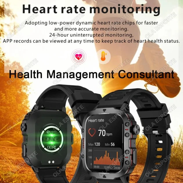 Military Smartwatch for Men – 2025 Outdoor GPS Sport Tracker with Flashlight, Bluetooth Call & Waterproof Design - Image 5