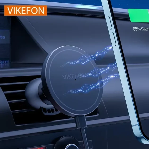 VIKEFON 30W Magnetic Car Wireless Charger – Fast Charging Air Vent Phone Holder for iPhone 12, 13, 14, 15 Pro Max - Image 2
