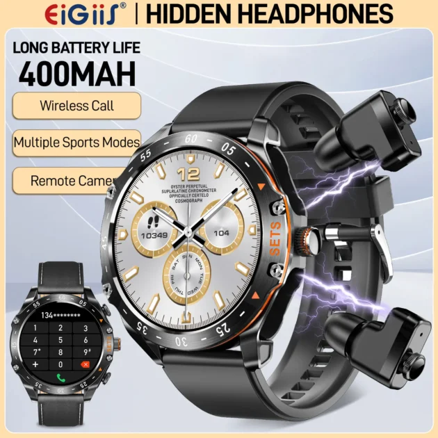 Smartwatch with Earbuds Inside – LaNikar Watch for Men with 100+ Sport Modes, Waterproof, Compatible with iPhone & Android