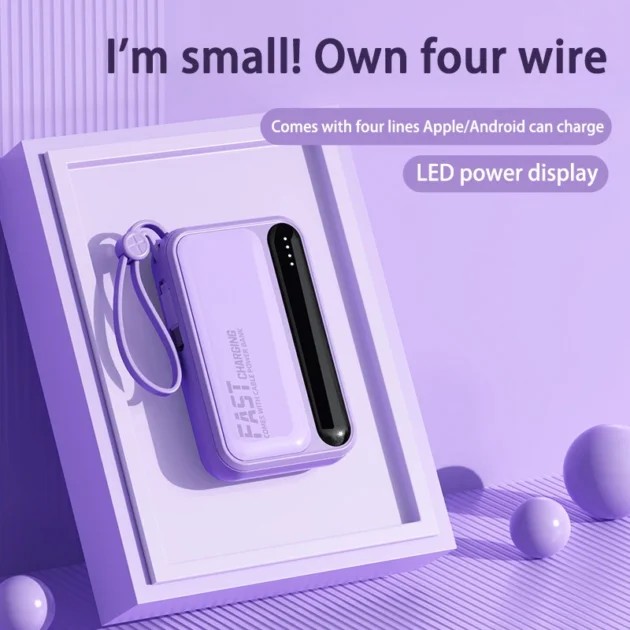 100000mAh High Capacity Power Bank – 120W Fast Charging Mini Portable Charger for iPhone and Samsung, Built-in 4 Cables - Image 2