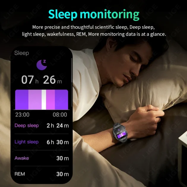 HD Screen Smartwatch for Men – LIGE 1.96" with Bluetooth Call, Heart Rate Monitor, SOS, and Waterproof Sports Features - Image 4