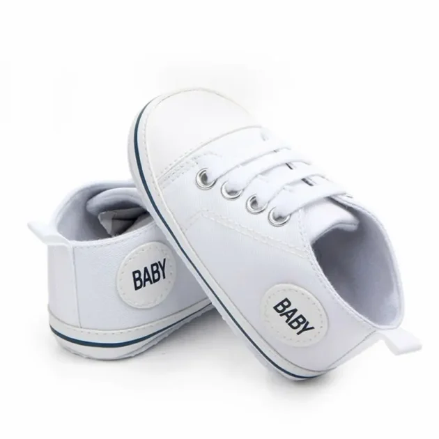 Baby Canvas Sneakers – Classic Sports Letter Print Anti-Slip Shoes for Newborn Boys & Girls - Image 3