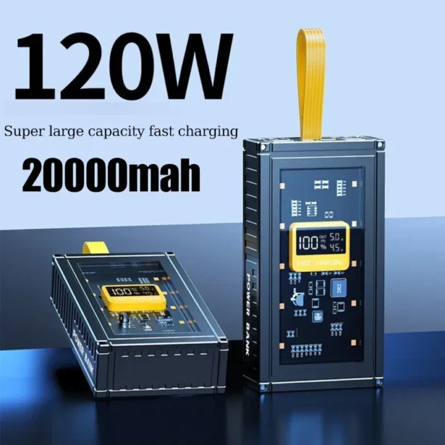 50000mAh Large Capacity Power Bank – 120W & 20W PD Two-Way Fast Charging External Battery with LED Light - Image 4