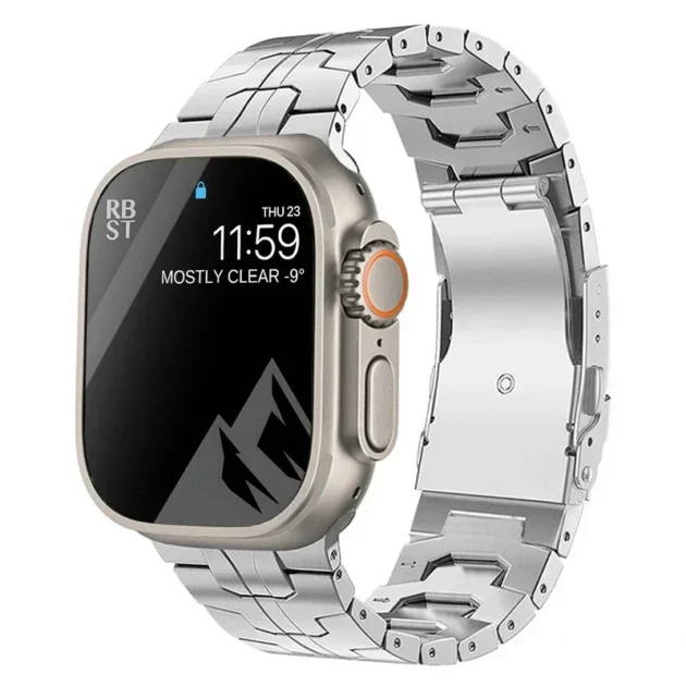 Titanium Apple Watch Band – Luxury Strap for Apple Watch Ultra 2, Series 9–3, SE (49mm–38mm) Men’s Bracelet Style
