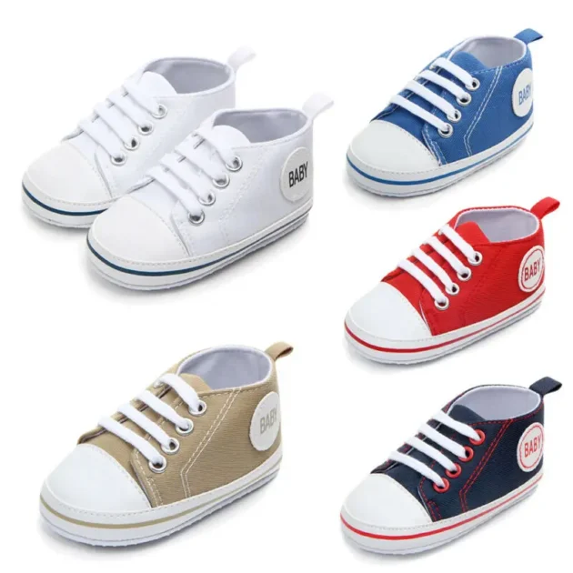 Baby Canvas Sneakers – Classic Sports Letter Print Anti-Slip Shoes for Newborn Boys & Girls - Image 2