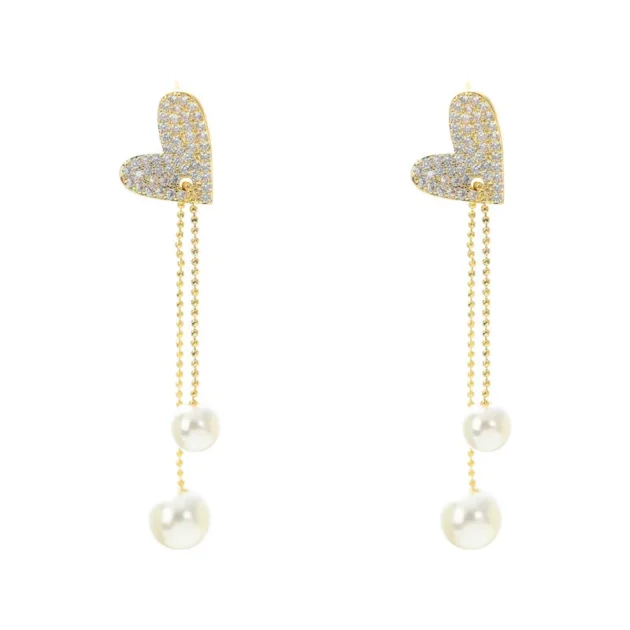 Tassel Zircon Earrings for Women – Heart Shape, Leaf & Bowknot Design, Rhinestone Dangle Earrings for Weddings, Parties & Brides - Image 6