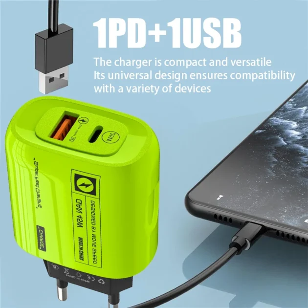45W GaN USB-C Charger – Dual Port PD Fast Charging Adapter for iPhone 15, Samsung, Huawei, Xiaomi - Image 2