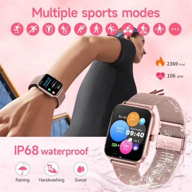 Bluetooth Waterproof Smartwatch – LIGE 1.83" HD Screen, Call Function & IP68 Waterproof, Health Monitor for Women - Image 6