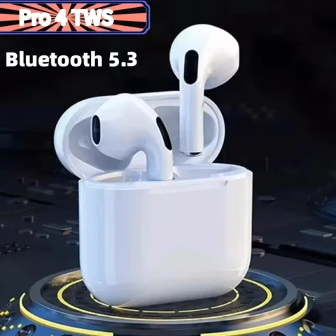 TWS Waterproof Earbuds – Pro 4 Wireless Headphones with Mic, Bluetooth 5.3 In-Ear Headset for iPhone & Xiaomi