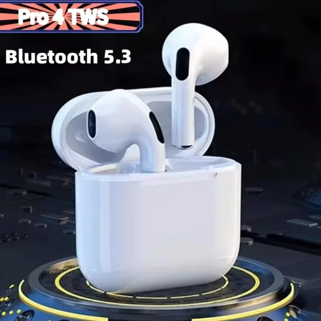 TWS Waterproof Earbuds – Pro 4 Wireless Headphones with Mic, Bluetooth 5.3 In-Ear Headset for iPhone & Xiaomi