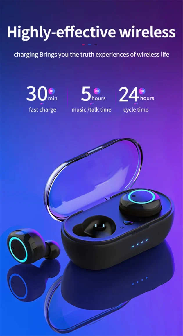Sport Bluetooth Earbuds – Y50 TWS Wireless Headphones with Digital Display, Bluetooth Headset for iPhone & Xiaomi - Image 3