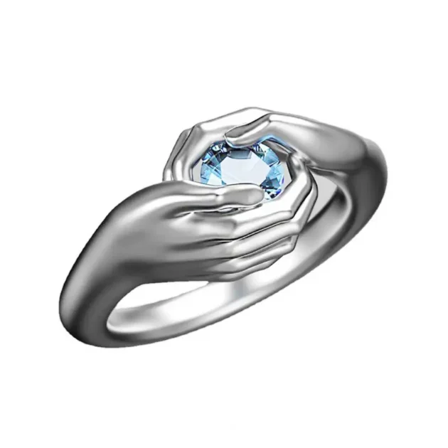 Gemstone Rings for Women – Chic Hugging Hand Design Ring, Faux Gem Party Jewelry, Elegant Gift for Her - Image 3