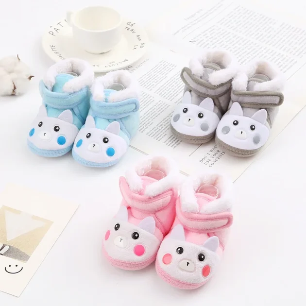 Winter Newborn Baby Boots – Cute Cartoon Boy & Girl Toddler Plush Snow Booties for First Walkers - Image 2