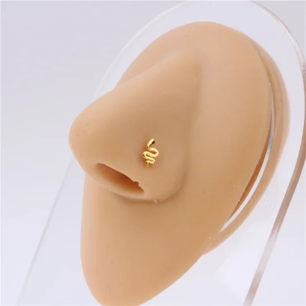 18K Gold L Shape Nose Studs – CZ Flower, Star & Eye Pin Rings for Girls & Women 20G - Image 3