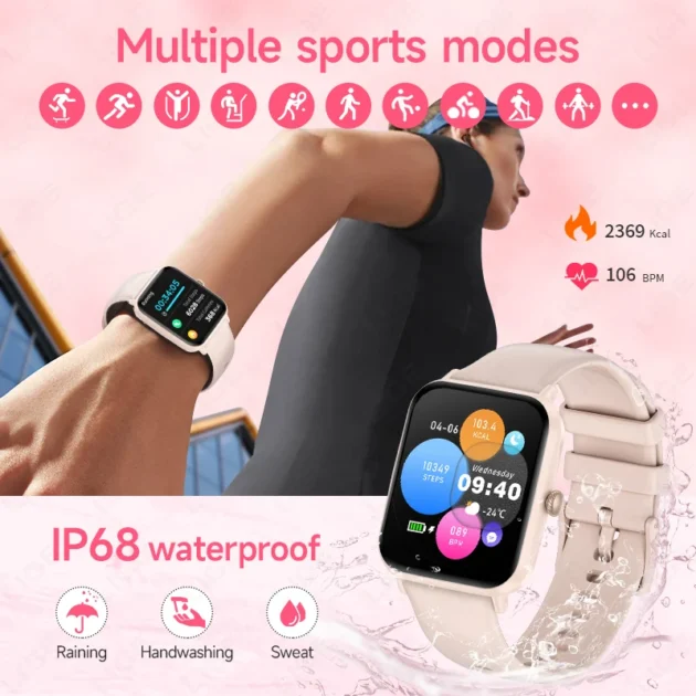 Waterproof Fitness Smartwatch – LIGE 1.83" HD Screen, Bluetooth Call & IP68 Waterproof Design for Women - Image 6