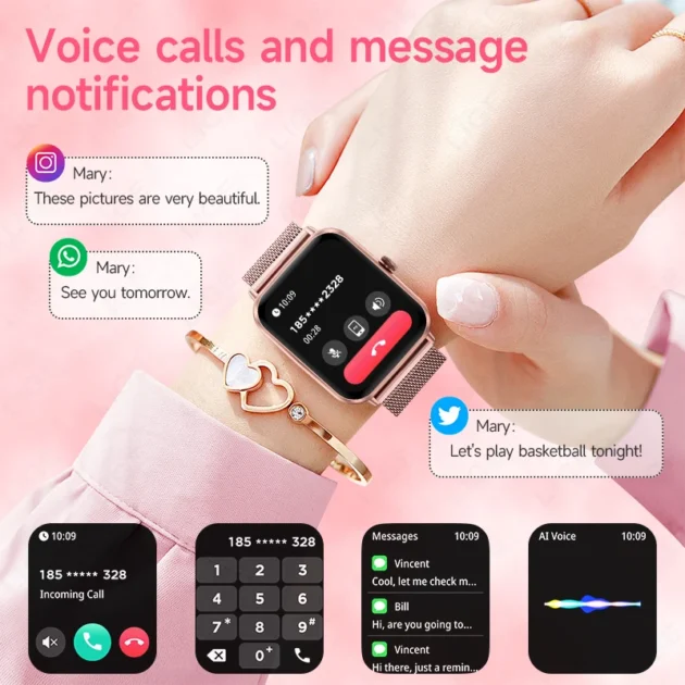 Bluetooth Waterproof Smartwatch – LIGE 1.83" HD Screen, Call Function & IP68 Waterproof, Health Monitor for Women - Image 2