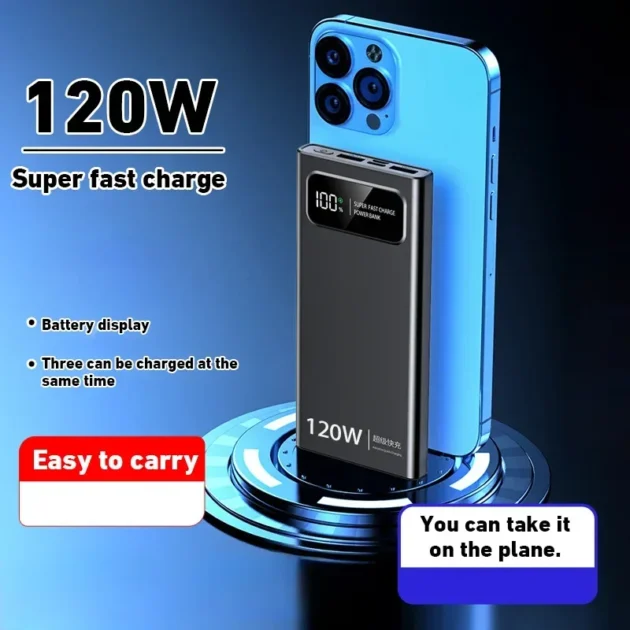 50000mAh Power Bank 120W – Super Fast Charging Digital Display Battery for iPhone, Samsung, and Huawei - Image 3